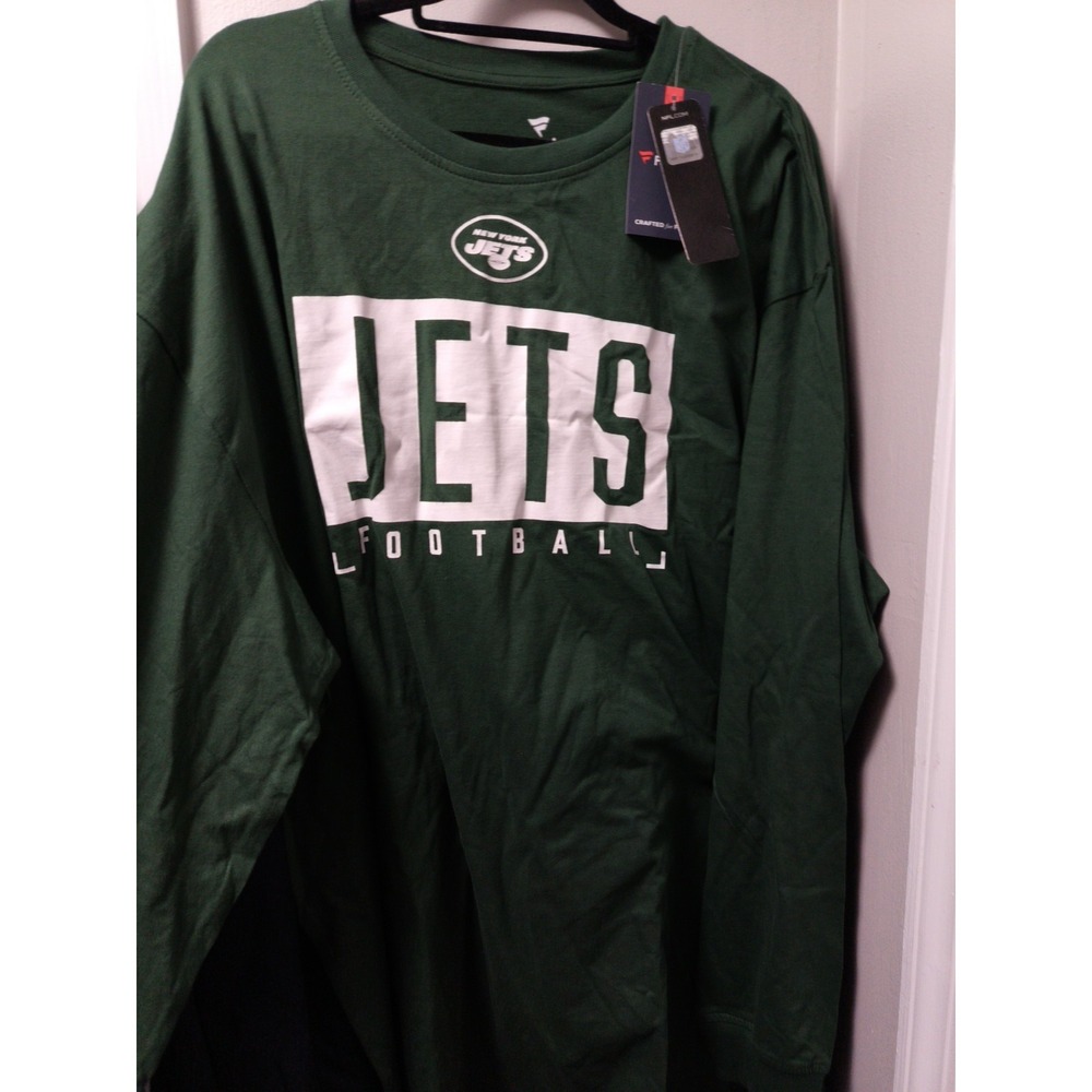 New York Jets Green Long Sleeve Cotton Logo Shirt Size 4XLT Big &Tall New